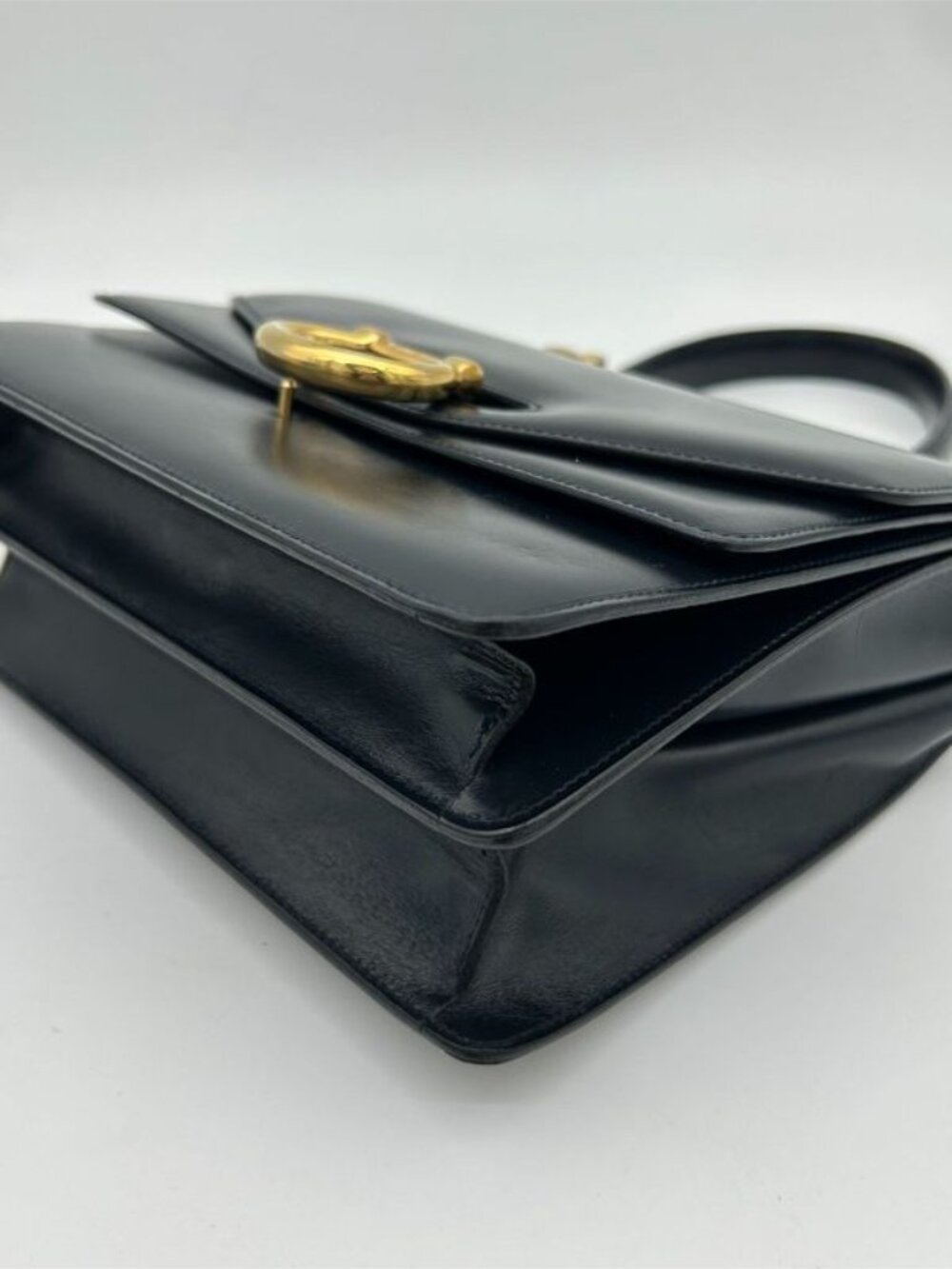 Celine Vintage Double Flap Handbag Small Leather Black - Picture 7 of 13